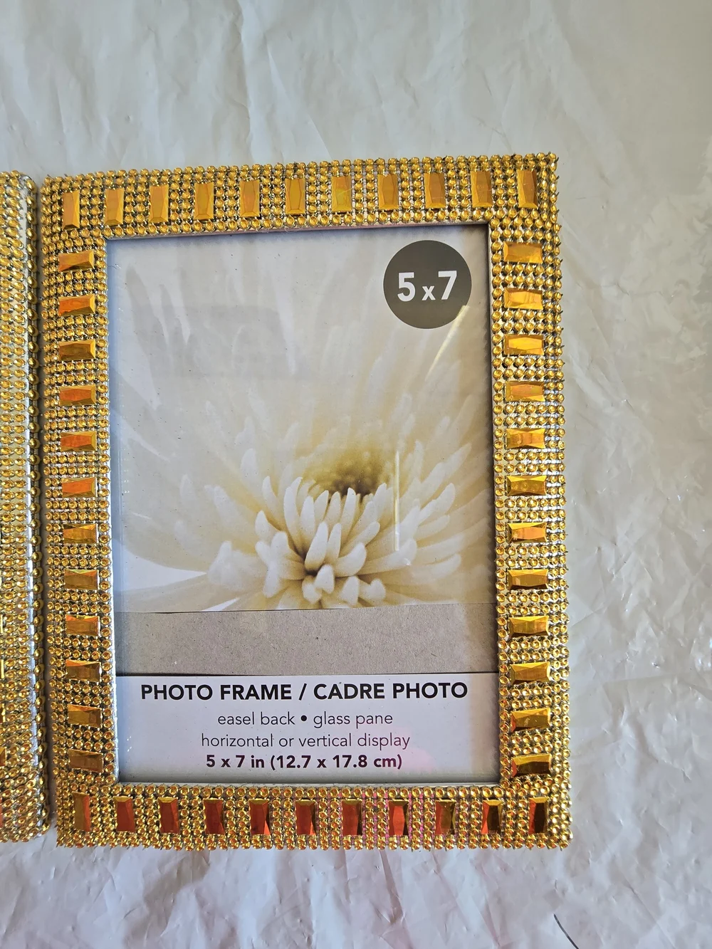 Gold Beaded 5x7 Photo Frame - Elegant Home Accent New Handmade 2 Piece